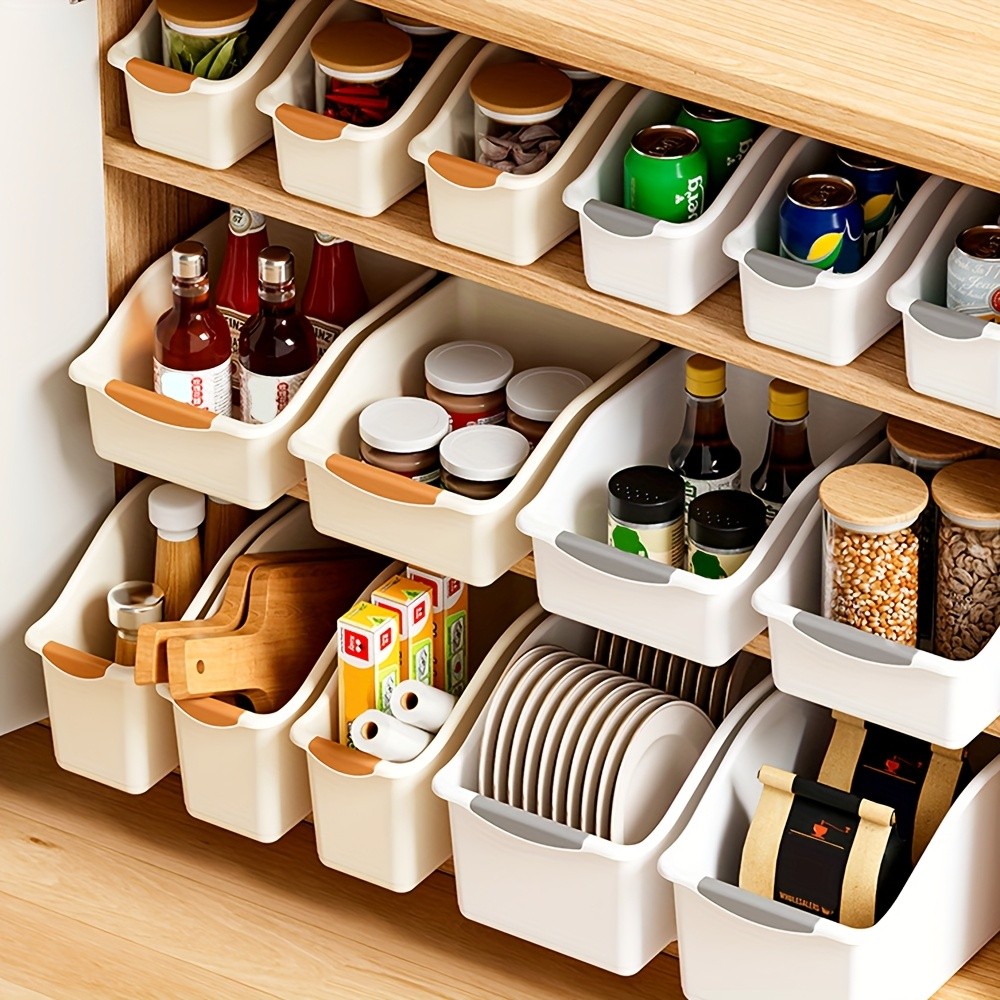 MCMLS Curved-Design Storage Box Set Heavy-Duty Multi-Compartment Bins for Smart NZ Kitchen & Home Organisation