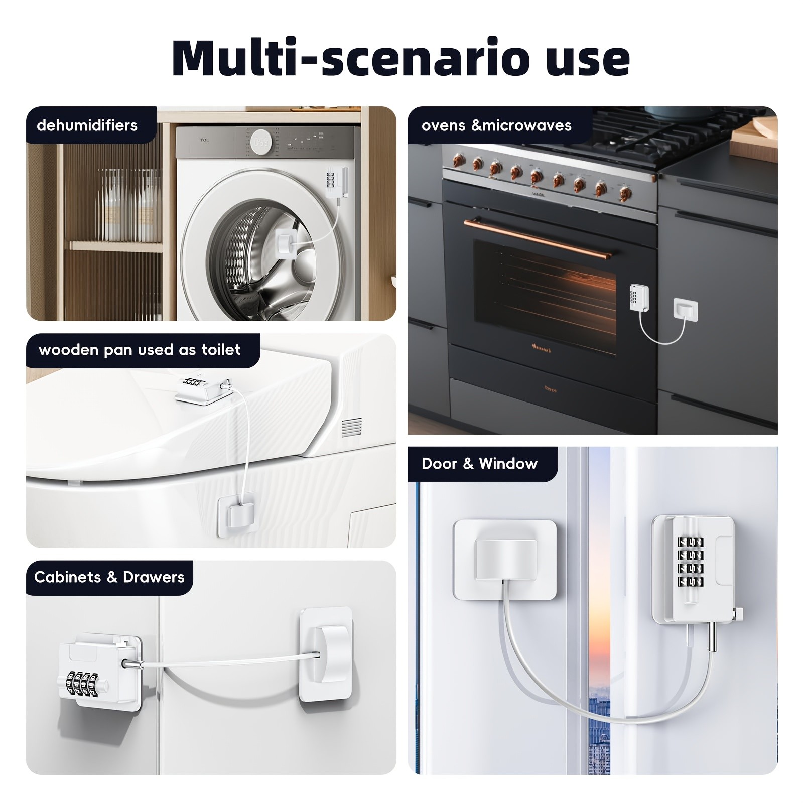 MCMLS Easy-Install Password Door Lock Set No-Drill Multi-Surface Security Solution for NZ Homes & Appliances