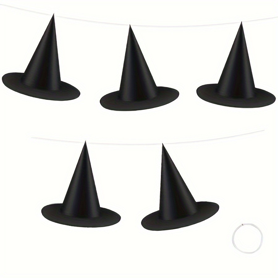 MCMLS Halloween Floating Witch Hat Set  12pcs Black Hanging Wizard Hats for NZ Indoor & Outdoor Party Dcor