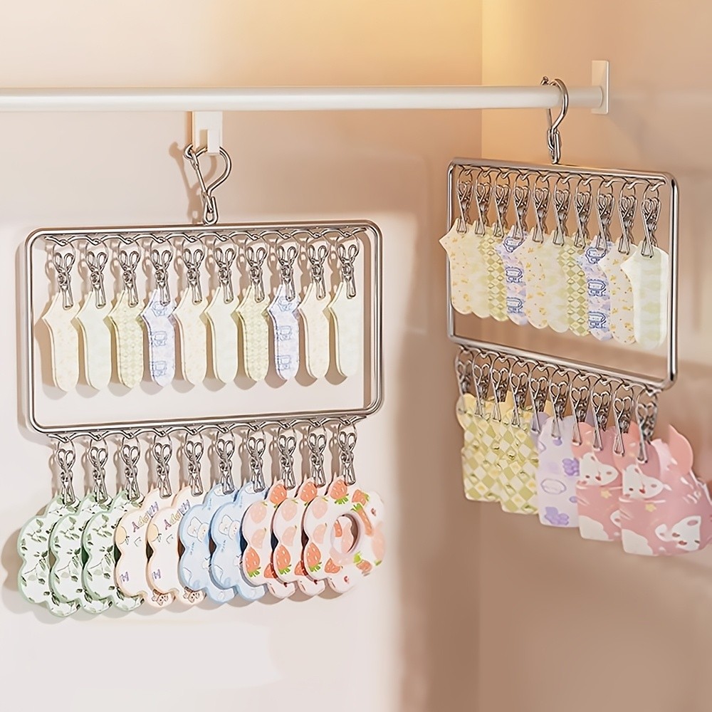 MCMLS Heavy-Duty Stainless Steel 2-Tier Hat Hanger Organizer 20-Clip Over-Door/ Ceiling Mount for NZ Closet & Laundry Storage