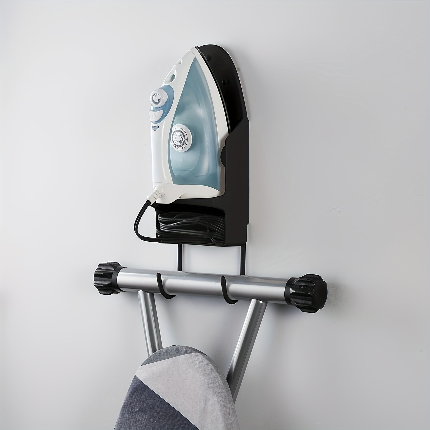 MCMLS Heavy-Duty Ironing Board Holder Wall-Mounted Space-Saving Rack with Dual Hooks for NZ Homes & Apartments