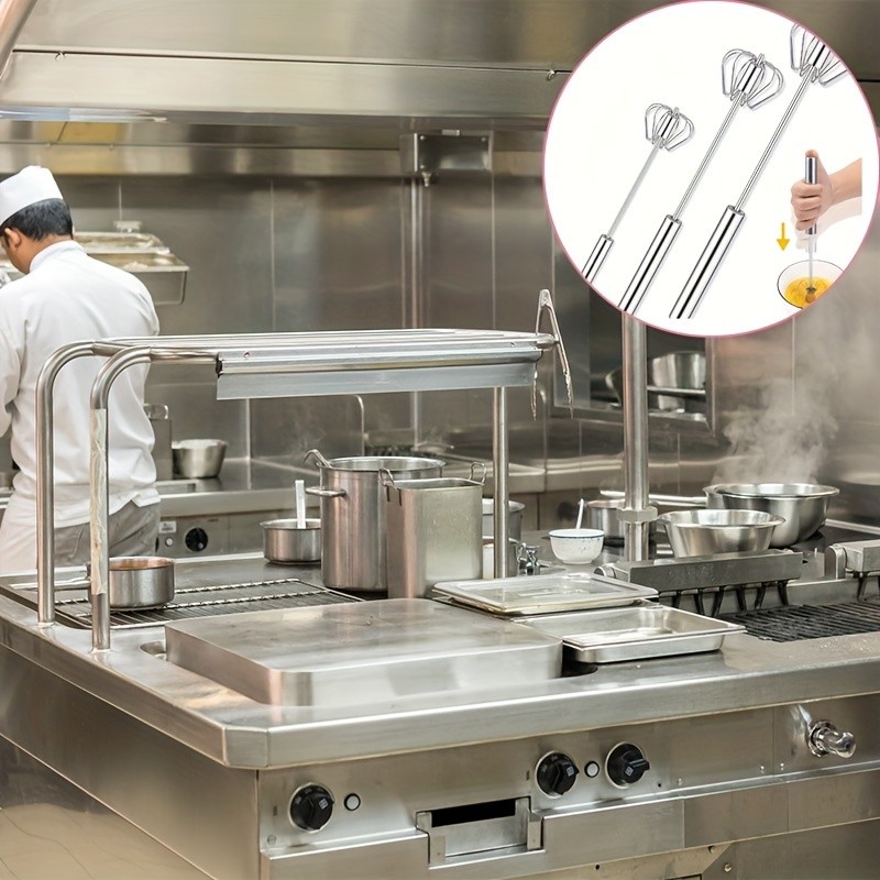 YUHUPHYLLIC Stainless Steel Semi-Automatic Hand Whisk 3-Loop Manual Whisk for Efficient Mixing & Milk Foam in NZ Kitchens
