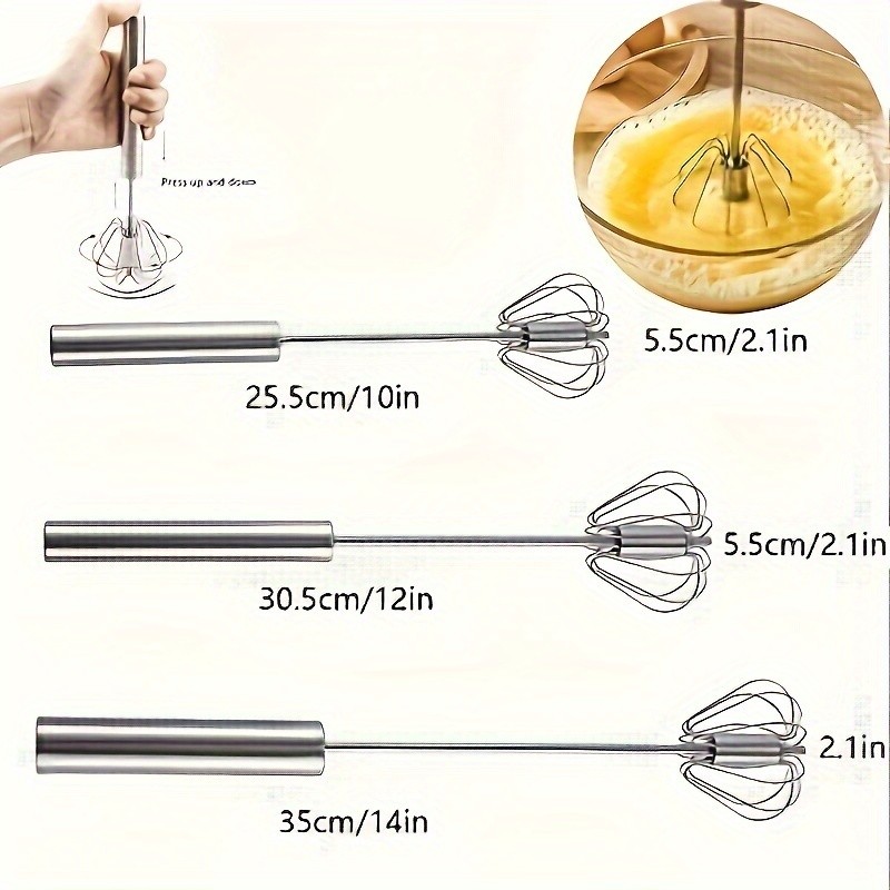YUHUPHYLLIC Stainless Steel Semi-Automatic Hand Whisk 3-Loop Manual Whisk for Efficient Mixing & Milk Foam in NZ Kitchens