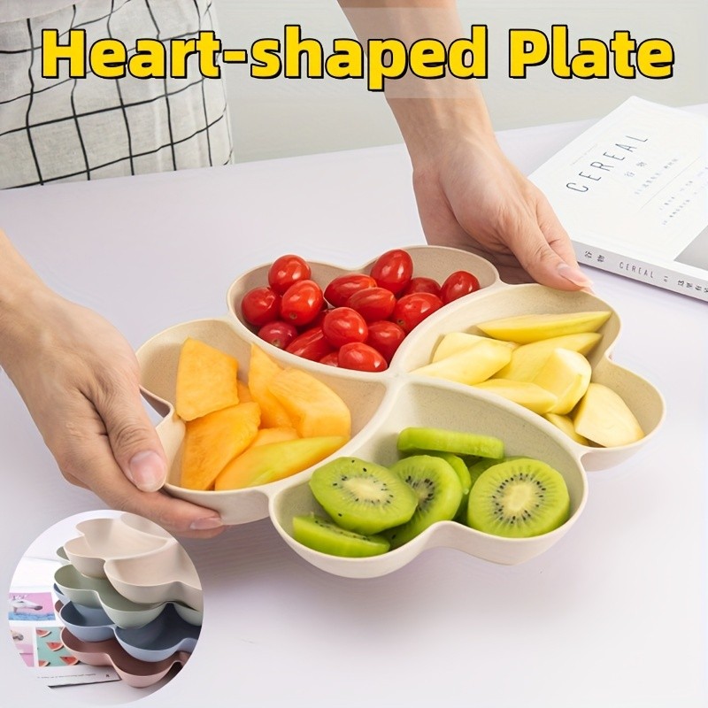 YUHUPHYLLIC Heart-Shaped Divided Fruit Tray Reusable Snack & Dessert Platter for NZ Parties & Home Use