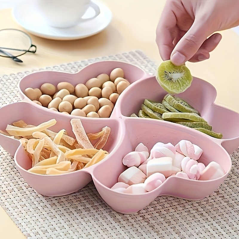 YUHUPHYLLIC Heart-Shaped Divided Fruit Tray Reusable Snack & Dessert Platter for NZ Parties & Home Use