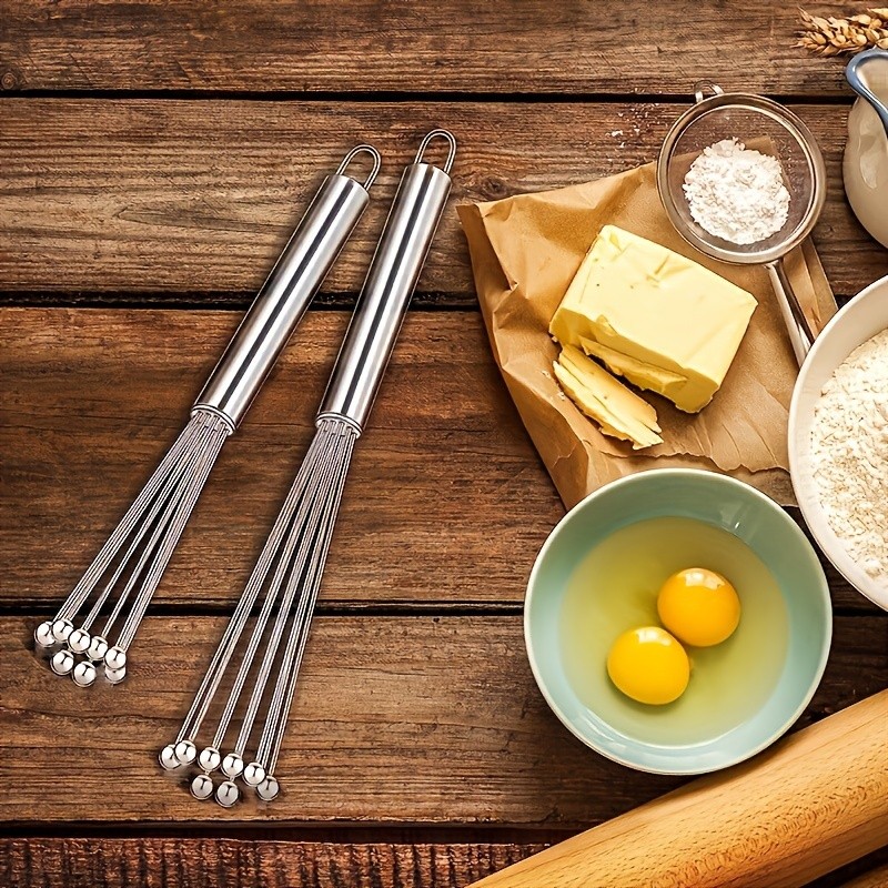 YUHUPHYLLIC 25.4cm Stainless Steel Bead Whisk Handheld Egg, Cream & Sauce Whisk for NZ Kitchens