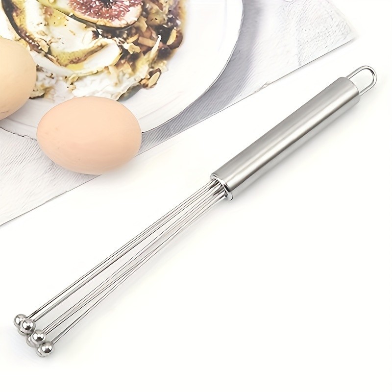 YUHUPHYLLIC 25.4cm Stainless Steel Bead Whisk Handheld Egg, Cream & Sauce Whisk for NZ Kitchens