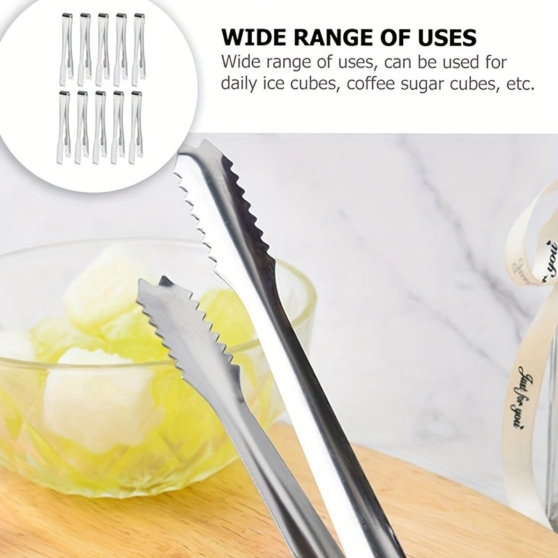 YUHUPHYLLIC Stainless Steel Ice Tongs Multifunctional Food Tongs for NZ Kitchens, BBQs, and Buffets