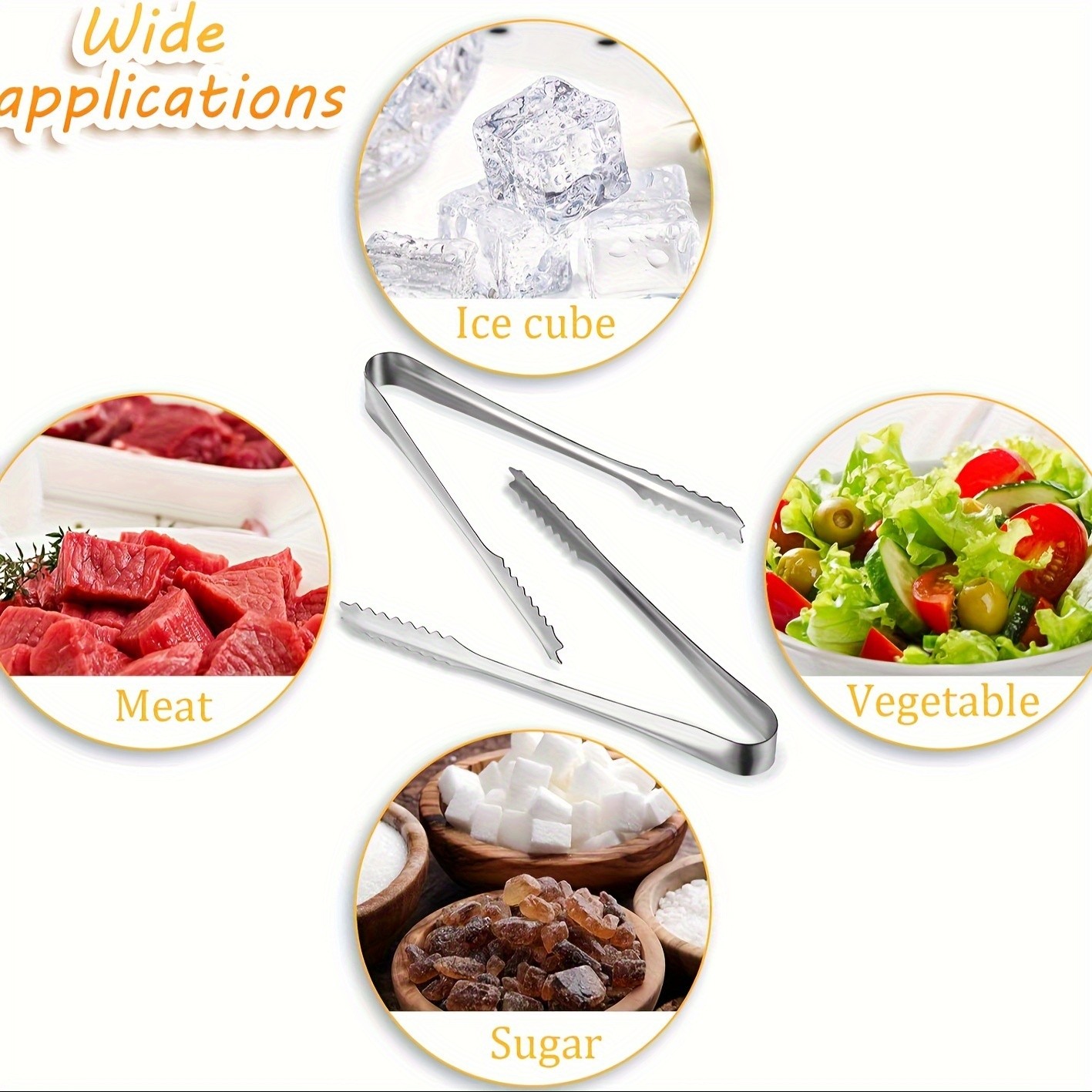 YUHUPHYLLIC Stainless Steel Ice Tongs Multifunctional Food Tongs for NZ Kitchens, BBQs, and Buffets