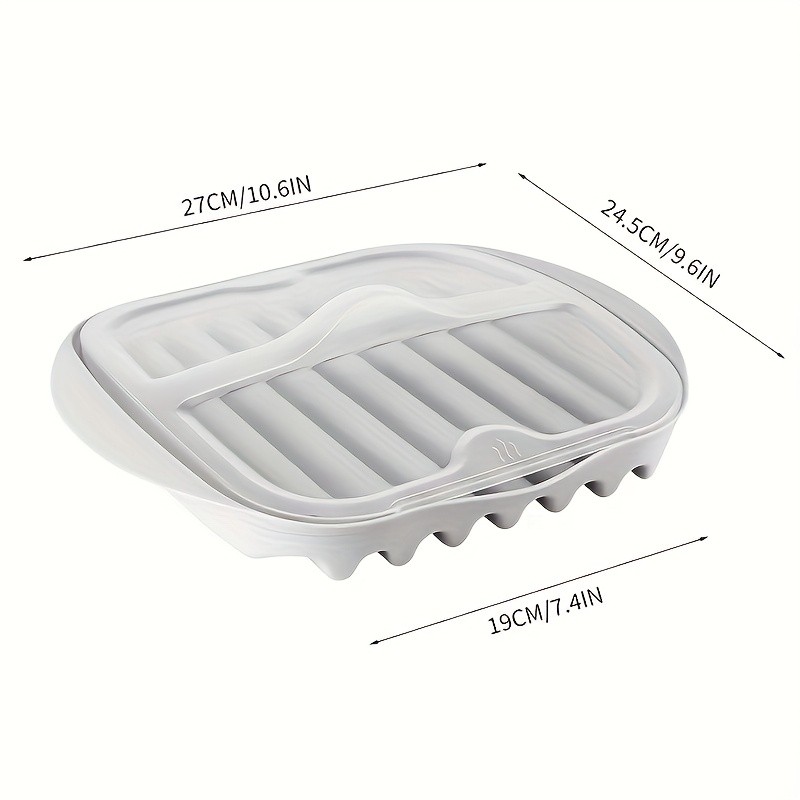 YUHUPHYLLIC Microwave Bacon Cooker Tray with Lid Non-Slip, Fat-Draining Design for Quick Bacon Prep in NZ Kitchens