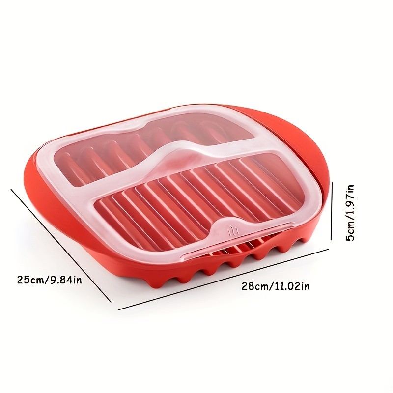 YUHUPHYLLIC Microwave Bacon Cooker Tray with Lid Non-Slip, Fat-Draining Design for Quick Bacon Prep in NZ Kitchens