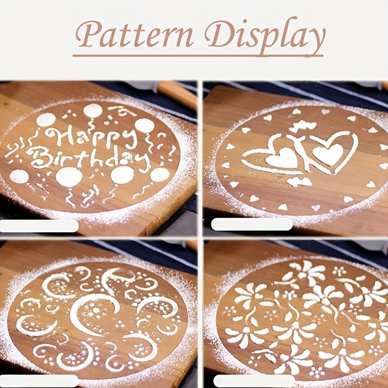 YUHUPHYLLIC 4pcs Cake Decorating Stencil Set PVC Tools for Cupcakes, Weddings & Parties
