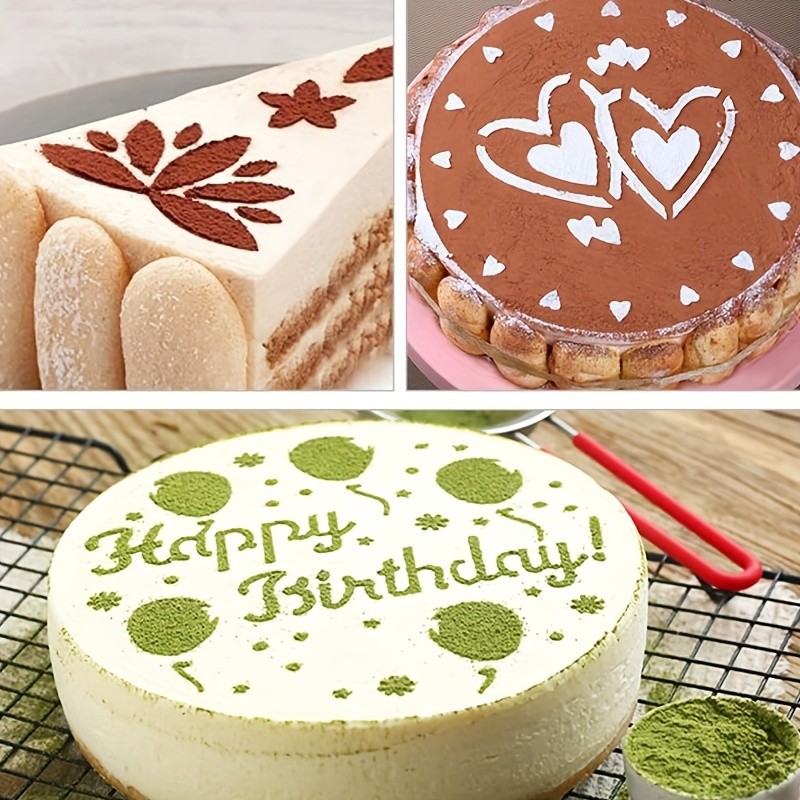 YUHUPHYLLIC 4pcs Cake Decorating Stencil Set PVC Tools for Cupcakes, Weddings & Parties
