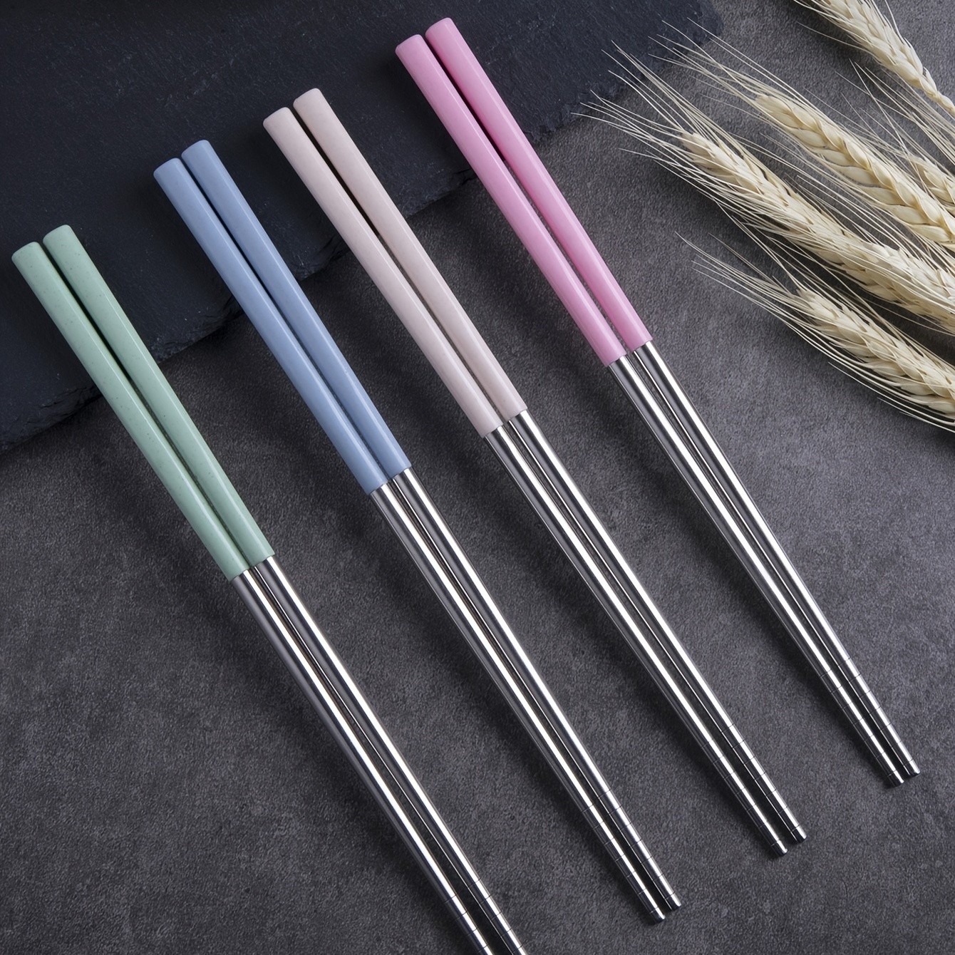 YUHUPHYLLIC 4 Pairs Stainless Steel Chopsticks Reusable, Non-Slip, Dishwasher Safe Utensils for NZ Dining