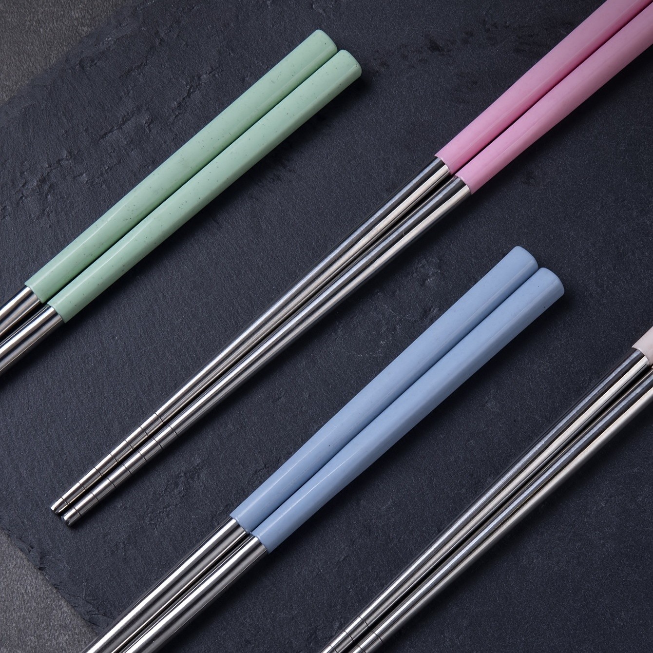YUHUPHYLLIC 4 Pairs Stainless Steel Chopsticks Reusable, Non-Slip, Dishwasher Safe Utensils for NZ Dining