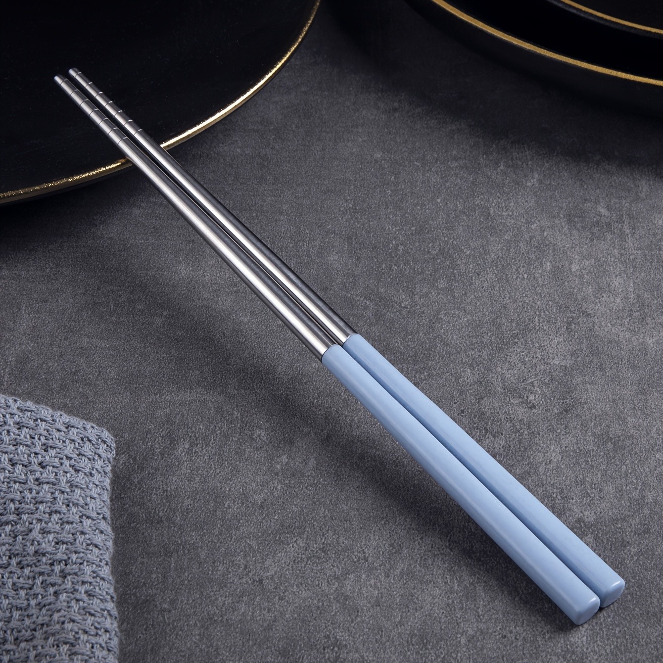 YUHUPHYLLIC 4 Pairs Stainless Steel Chopsticks Reusable, Non-Slip, Dishwasher Safe Utensils for NZ Dining