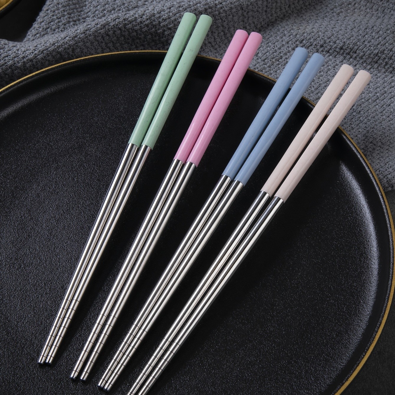 YUHUPHYLLIC 4 Pairs Stainless Steel Chopsticks Reusable, Non-Slip, Dishwasher Safe Utensils for NZ Dining
