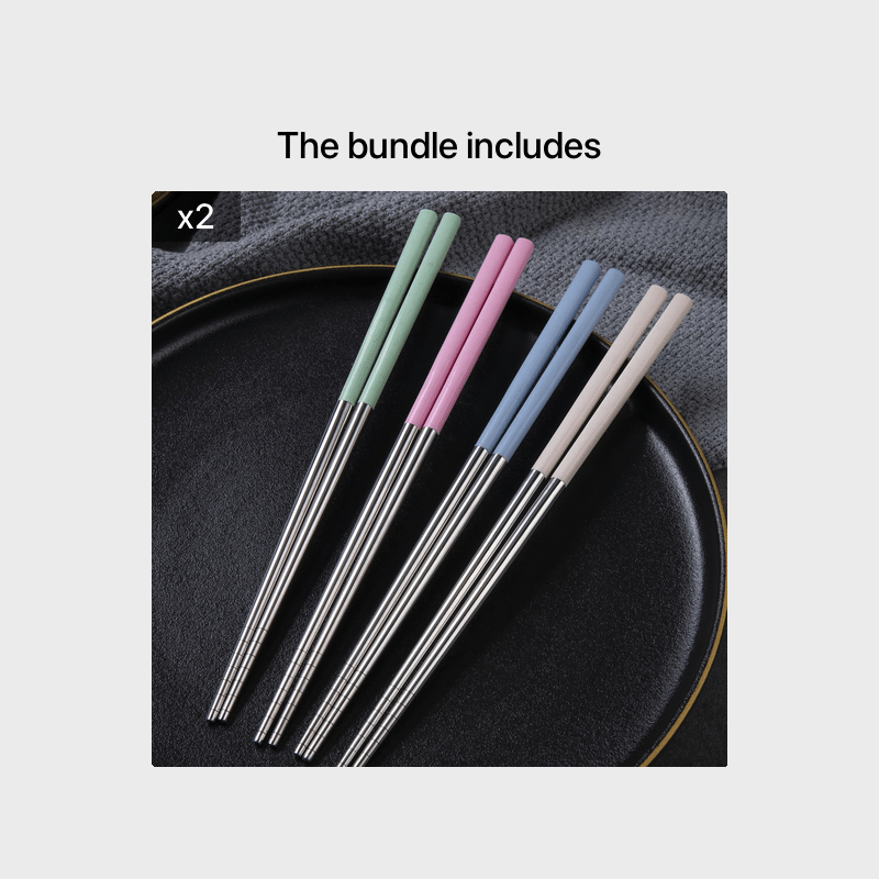 YUHUPHYLLIC 4 Pairs Stainless Steel Chopsticks Reusable, Non-Slip, Dishwasher Safe Utensils for NZ Dining