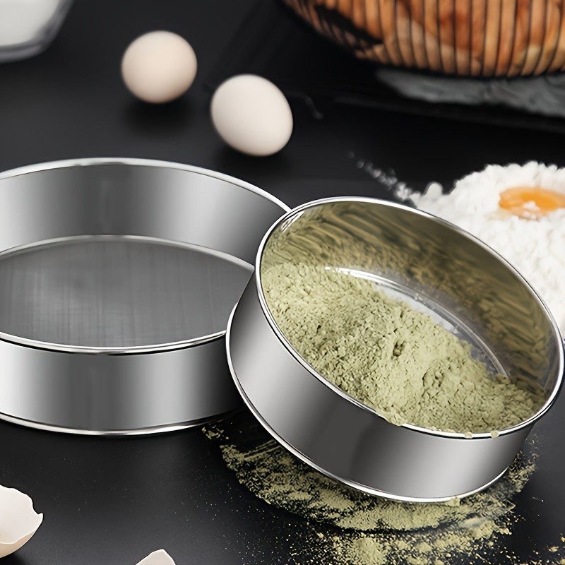YUHUPHYLLIC Stainless Steel Fine Mesh Flour Sifter Multi-Functional Tool for Cakes, Tarts, and Breads