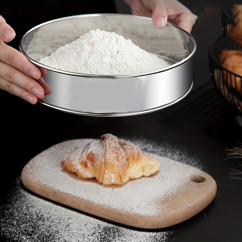 YUHUPHYLLIC Stainless Steel Fine Mesh Flour Sifter Multi-Functional Tool for Cakes, Tarts, and Breads