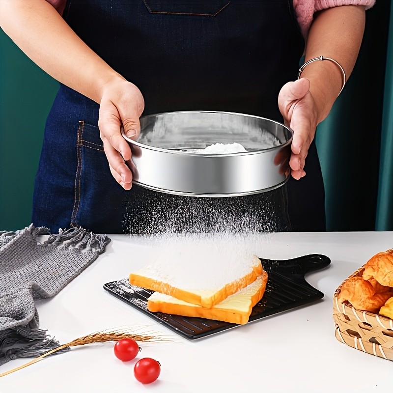 YUHUPHYLLIC Stainless Steel Fine Mesh Flour Sifter Multi-Functional Tool for Cakes, Tarts, and Breads