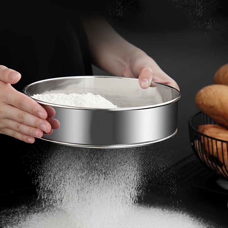 YUHUPHYLLIC Stainless Steel Fine Mesh Flour Sifter Multi-Functional Tool for Cakes, Tarts, and Breads