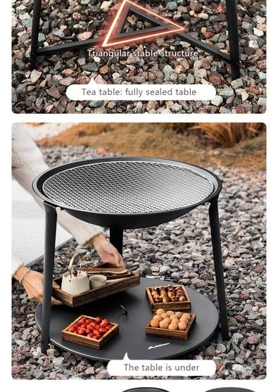 BISINNA Portable Charcoal Grill Round Iron BBQ with Storage Space for Outdoor Cooking