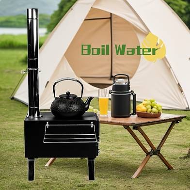 Portable Black Iron Camping Stove Lightweight Outdoor Cooking Stove for Adventure