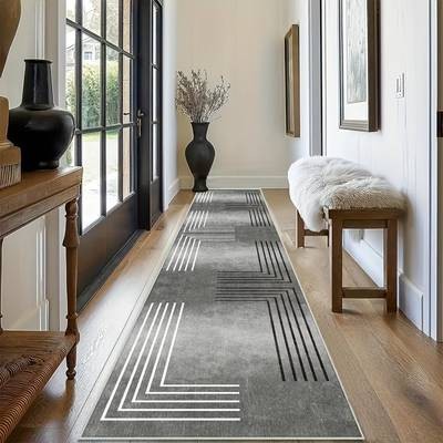 Modern Geometric Rug Non-Slip Backing, Stylish Design for Hallways, Bedrooms, Kitchens & Bathrooms