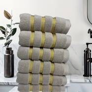 Luxury 6pcs Cotton Towel Set Soft, Absorbent Hand Towels with Striped Pattern