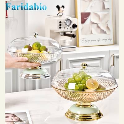 FARIDABIO Round Large Storage Basket with Lid  Multifunctional Organizer for Fruits, Breads, Snacks & More