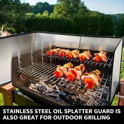 FARIDABIO Heat-Resistant Stainless Steel Stove Splash Guard Nonstick Oil Baffle Plate for Safe Cooking