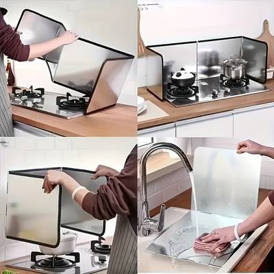 FARIDABIO Heat-Resistant Stainless Steel Stove Splash Guard Nonstick Oil Baffle Plate for Safe Cooking