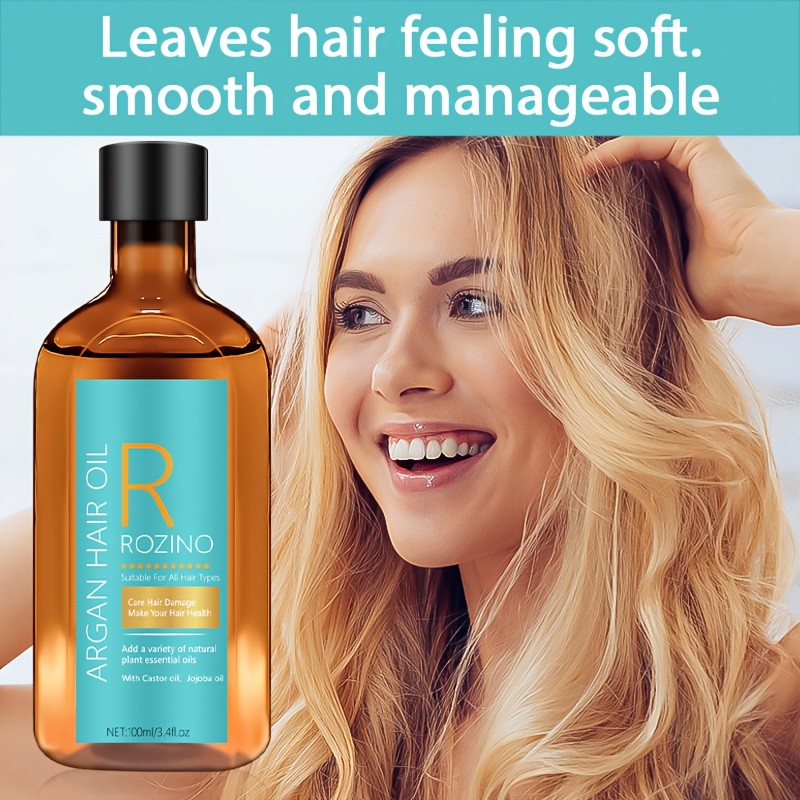 ROZINO Instant Smoothing & Frizz Control 10-in-1 Moroccan Argan Oil Hair Essential