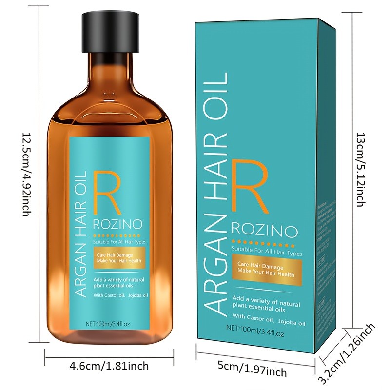 ROZINO Instant Smoothing & Frizz Control 10-in-1 Moroccan Argan Oil Hair Essential