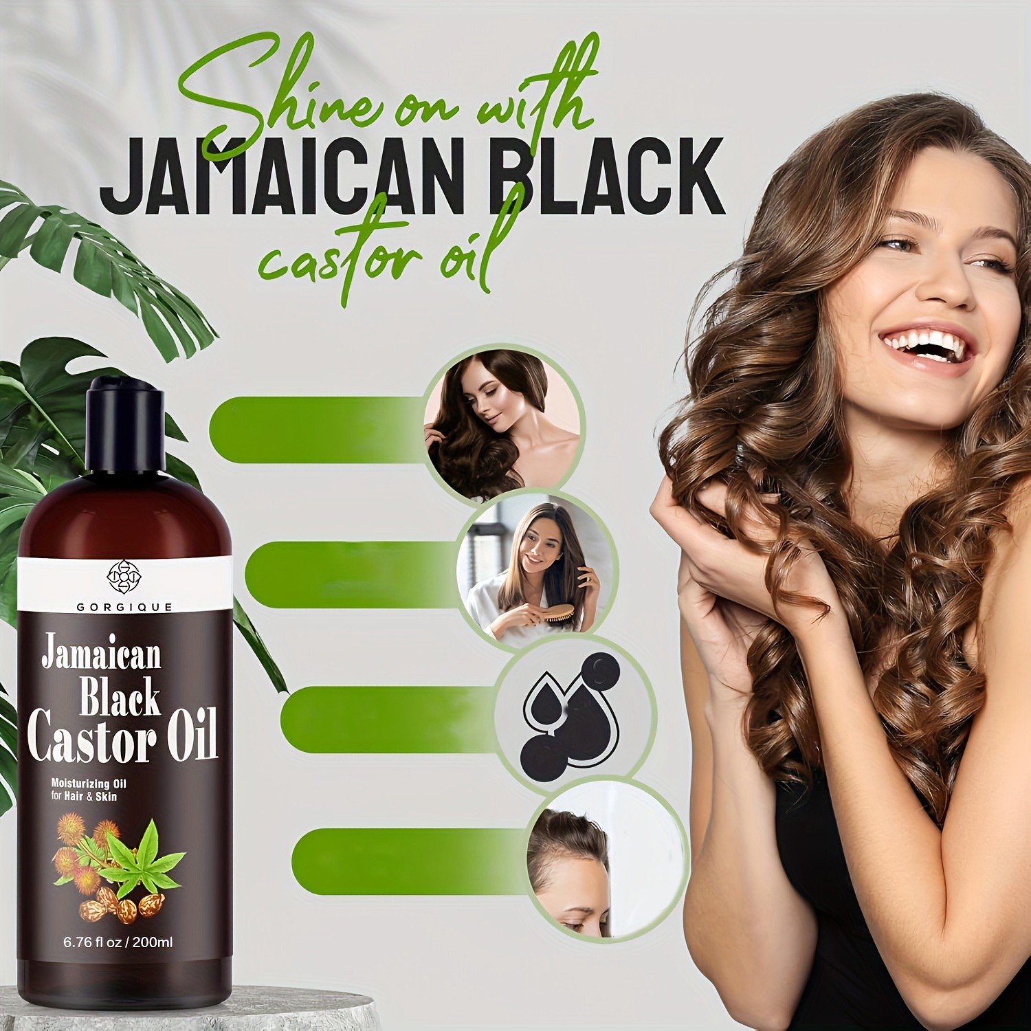 GORGIQUE Jamaica Black Castor Oil  Pure, Cold-Pressed Serum for Hair, Skin, and Nails