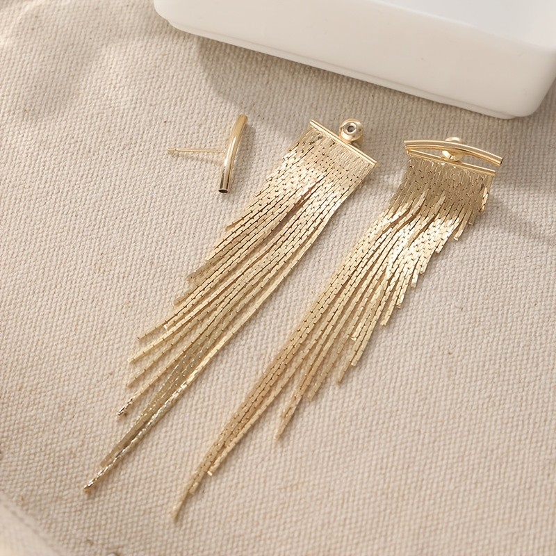 YOYO Women's Sparkling KC Golden-Plated Irregular Tassel Drop Earrings