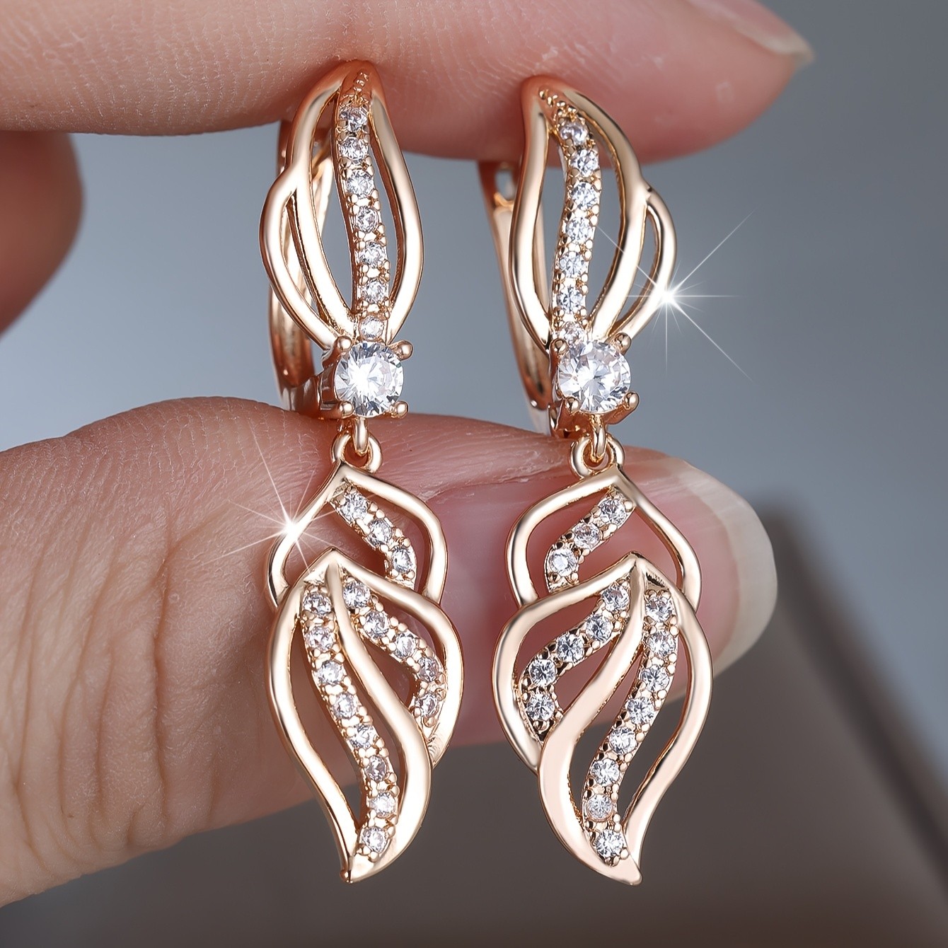 ANGOL Bohemian Style Elegant Leaf Hoop Earrings