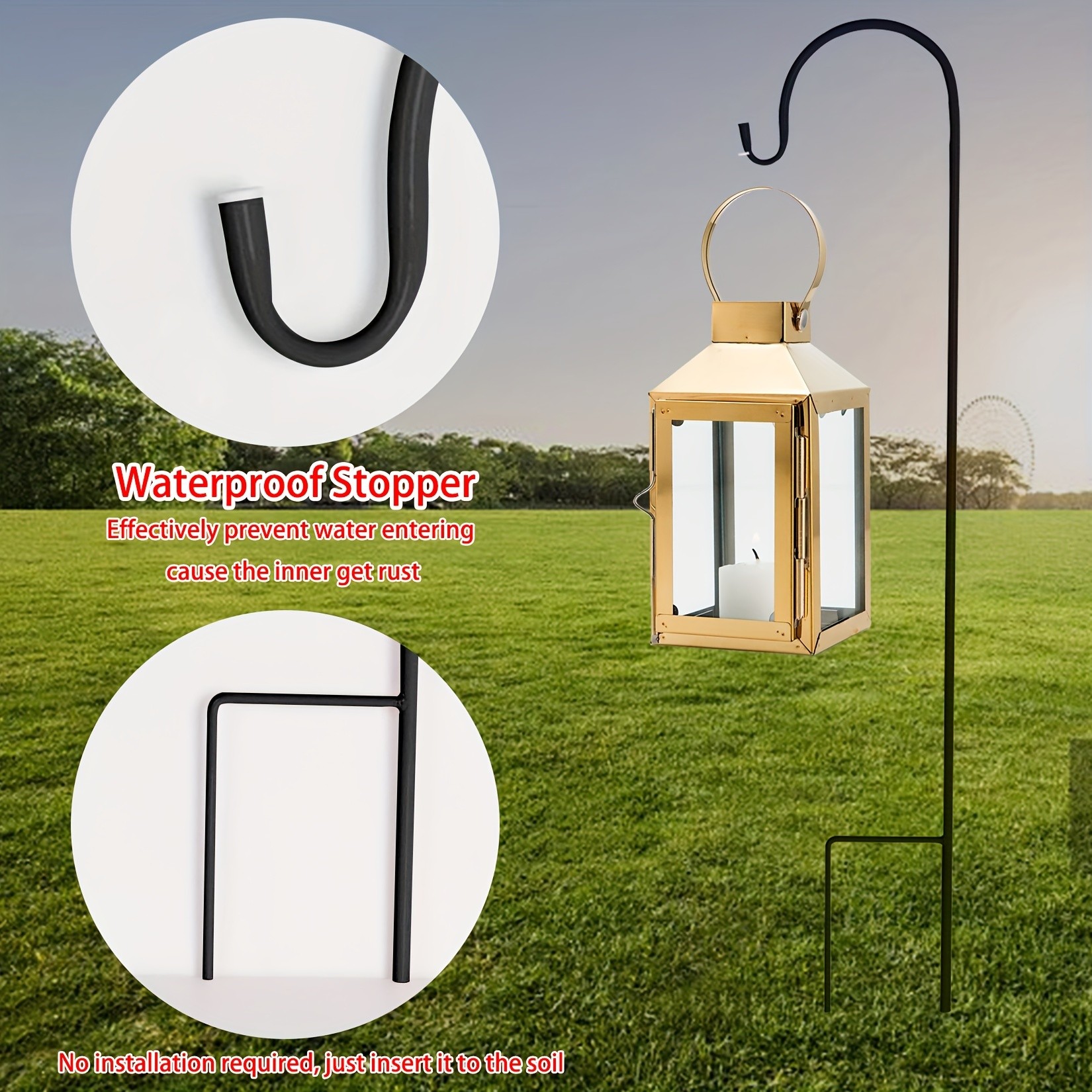 wisfor Shepherd Hooks Rust-Resistant Hanging Hooks for Garden Decor and Lighting