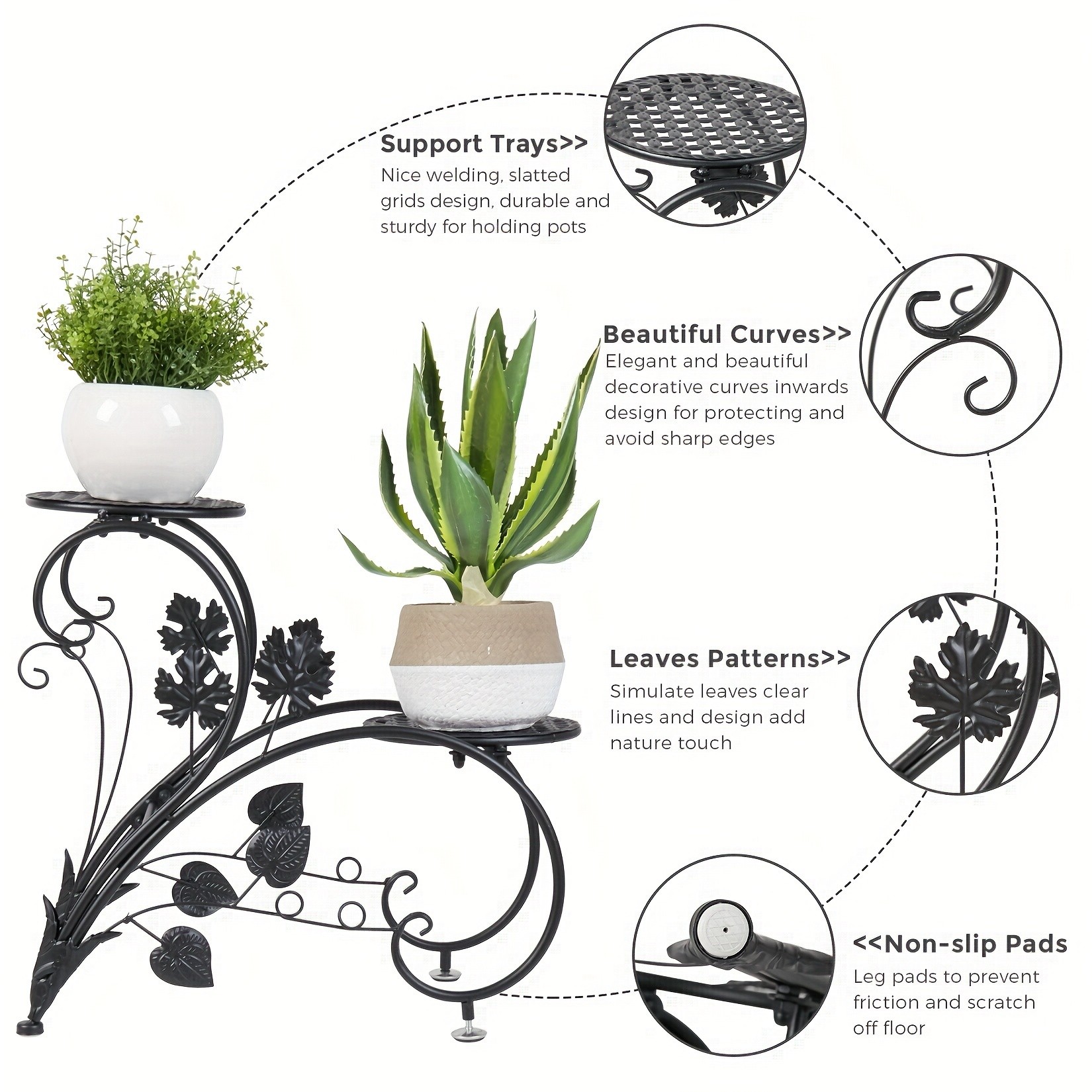 wisfor 4-Tier Tall Plant Pot Stands Elegant, Durable Design for Indoor and Outdoor Plant Display