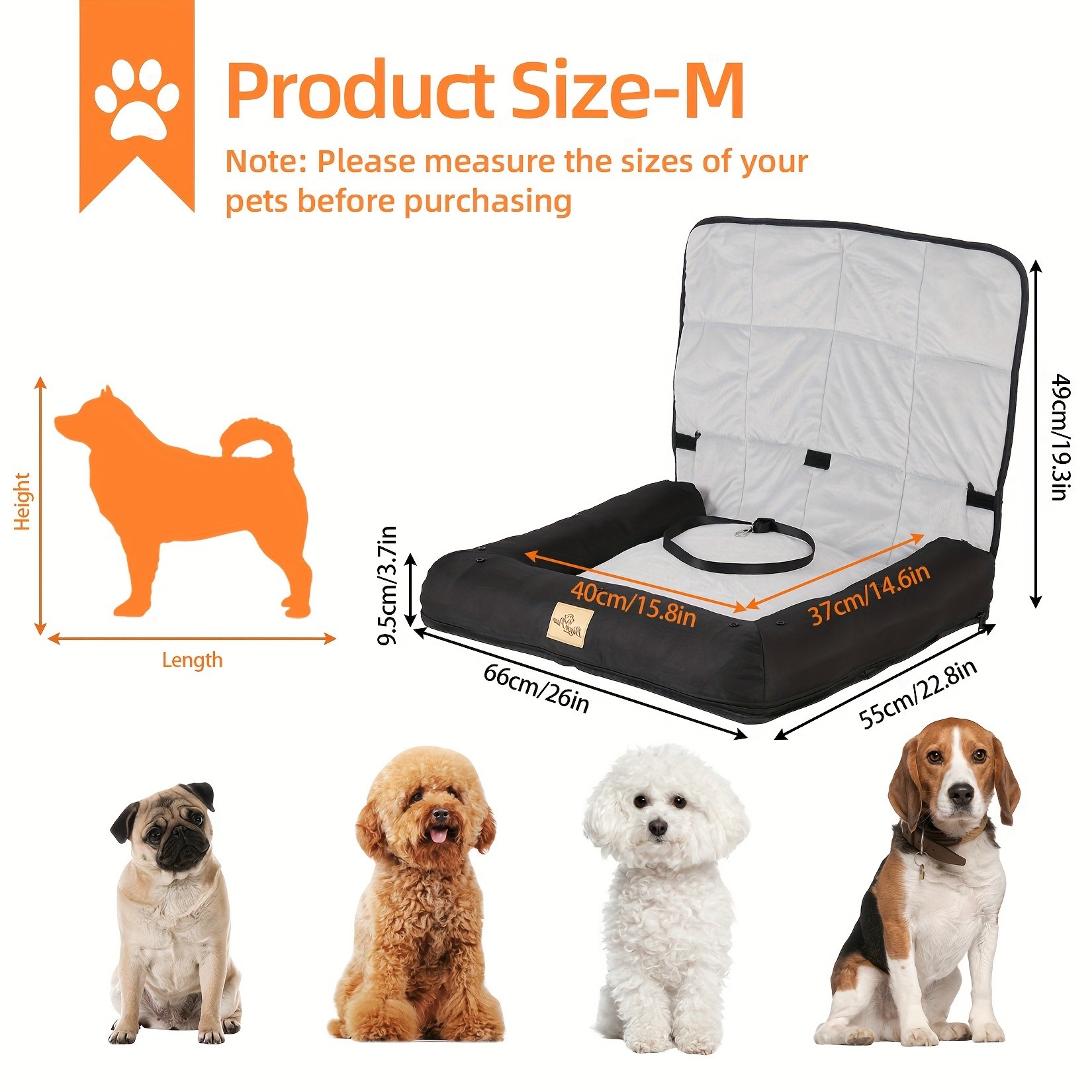 wisfor Memory Foam Dog Car Seat Multi-Function Travel Seat with Safety Belt and Waterproof Cover for Pets