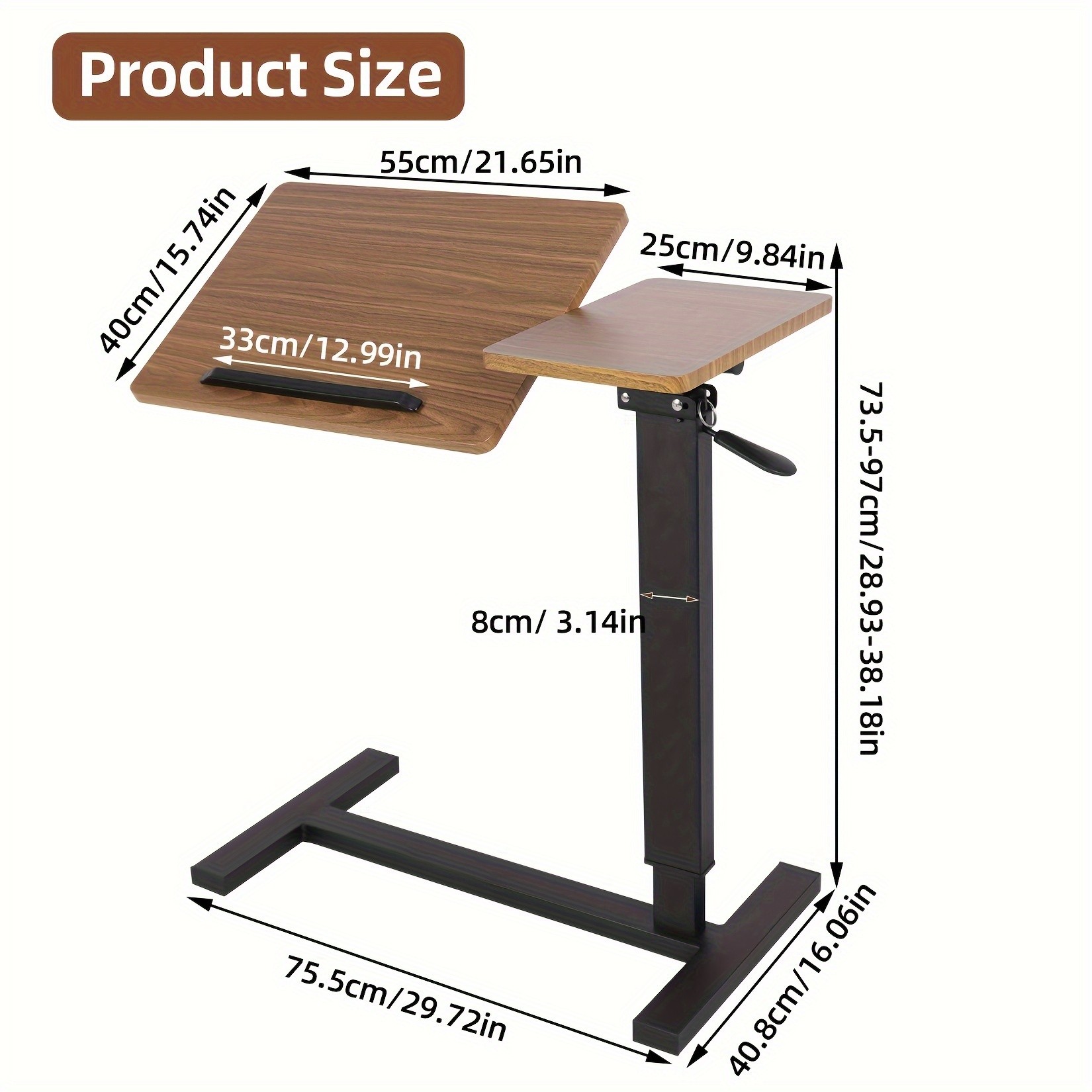 wisfor Versatile Height-Adjustable Over Bed Table Adjustable, Tilting Design for Comfortable Work and Storage