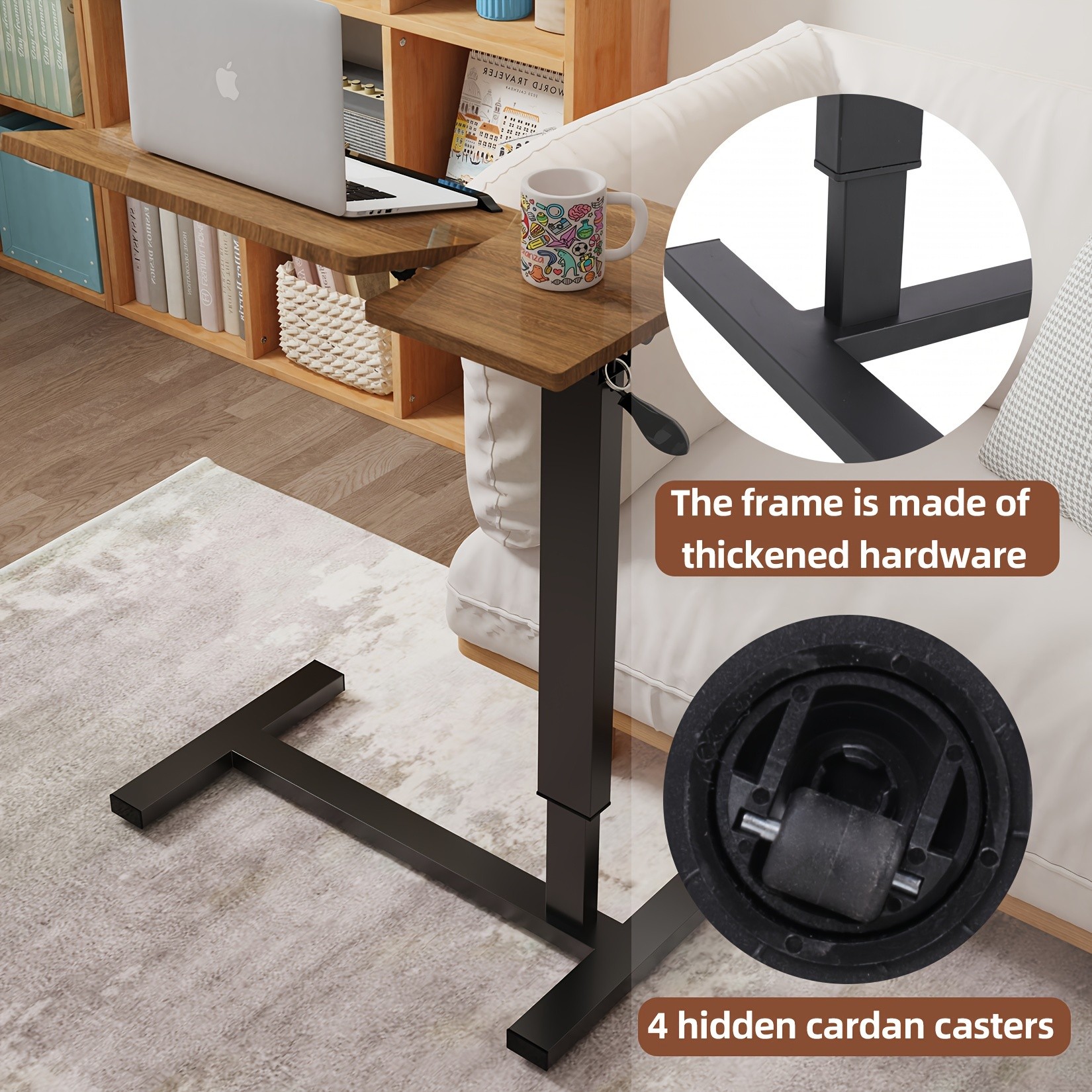 wisfor Versatile Height-Adjustable Over Bed Table Adjustable, Tilting Design for Comfortable Work and Storage