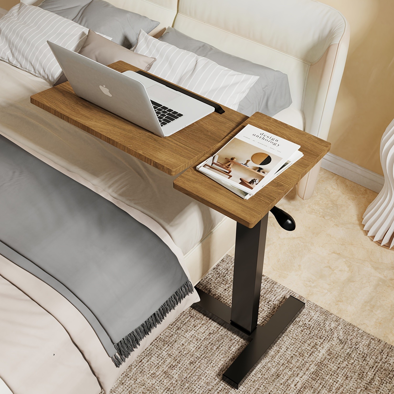 wisfor Versatile Height-Adjustable Over Bed Table Adjustable, Tilting Design for Comfortable Work and Storage