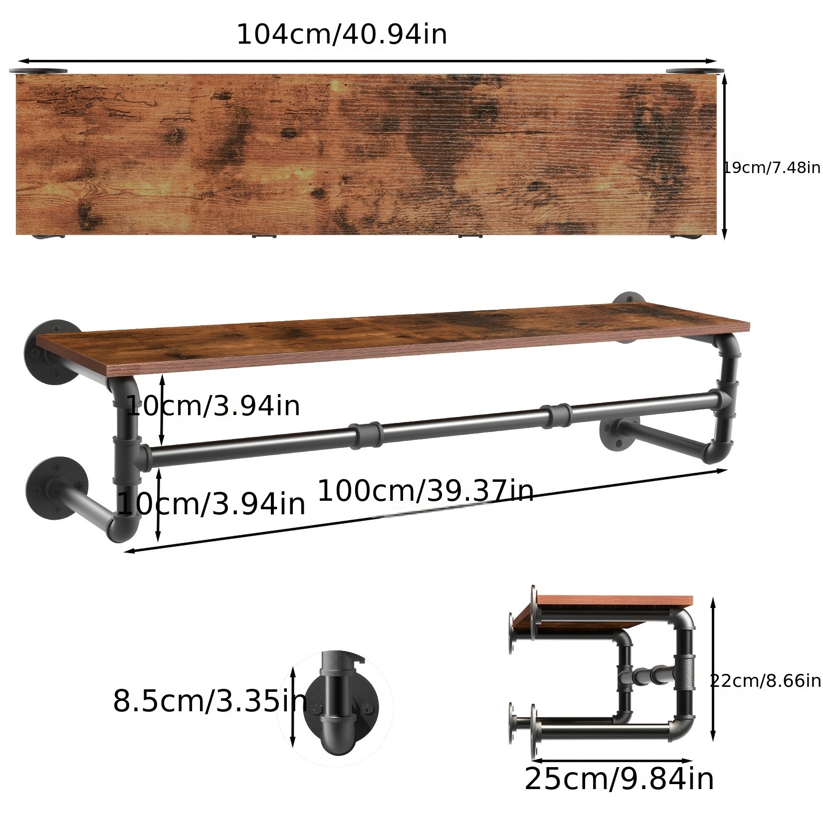 wisfor Heavy Duty Industrial Wall-Mounted Pipe Garment Rack Maximize Vertical Space with Sturdy Storage Solutions