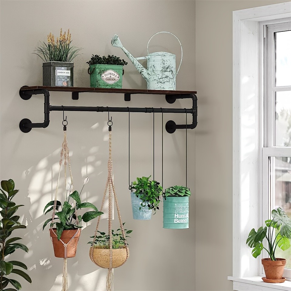 wisfor Heavy Duty Industrial Wall-Mounted Pipe Garment Rack Maximize Vertical Space with Sturdy Storage Solutions