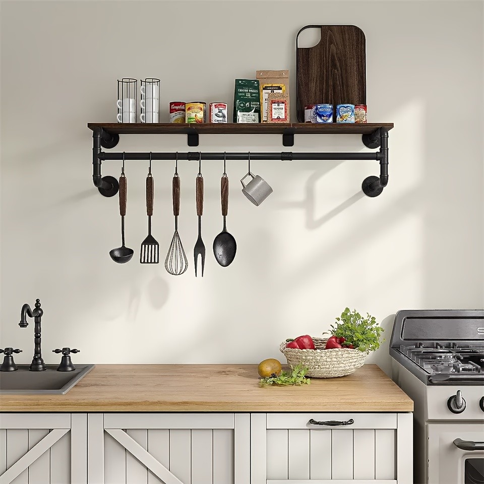 wisfor Heavy Duty Industrial Wall-Mounted Pipe Garment Rack  Maximize Vertical Space with Sturdy Storage Solutions