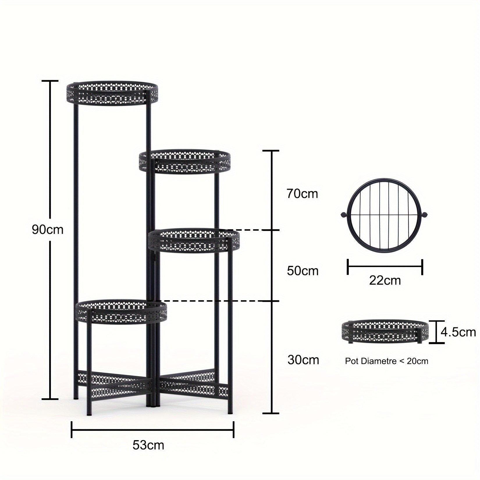 wisfor 4-Tier Folding Metal Planter Pots Holder Elegant and Durable Storage for Indoor and Outdoor Plants