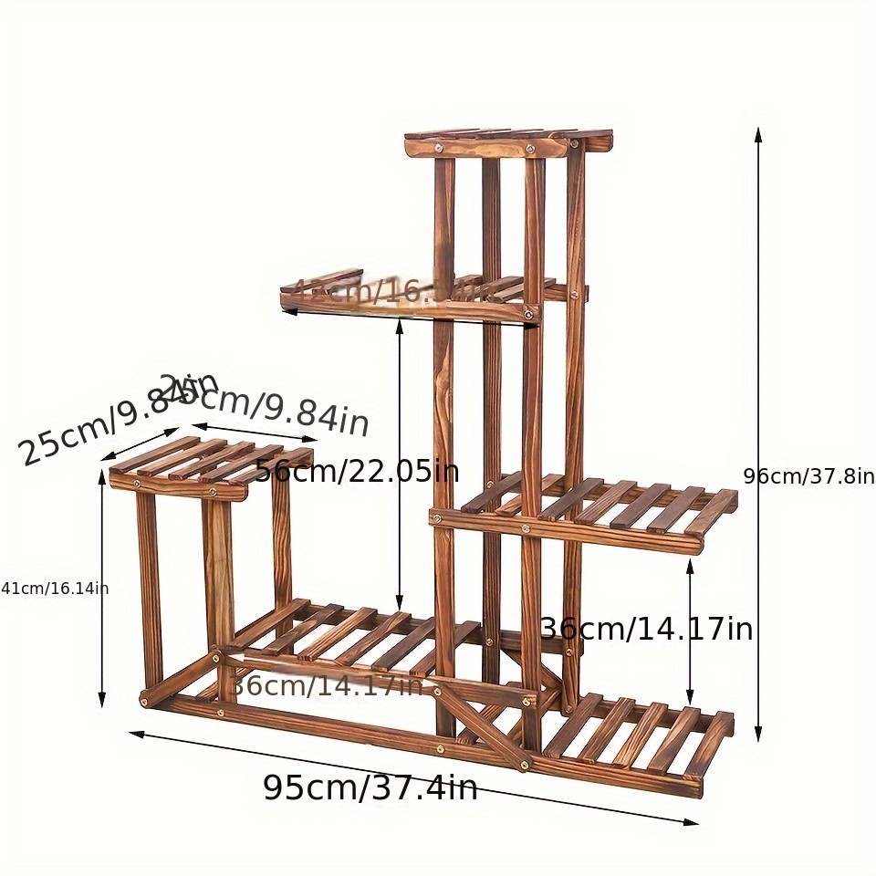 wisfor Sturdy 6-Tier Pine Wood Planter Stand Elegant and Practical Flower Display Rack for Indoor and Outdoor Use