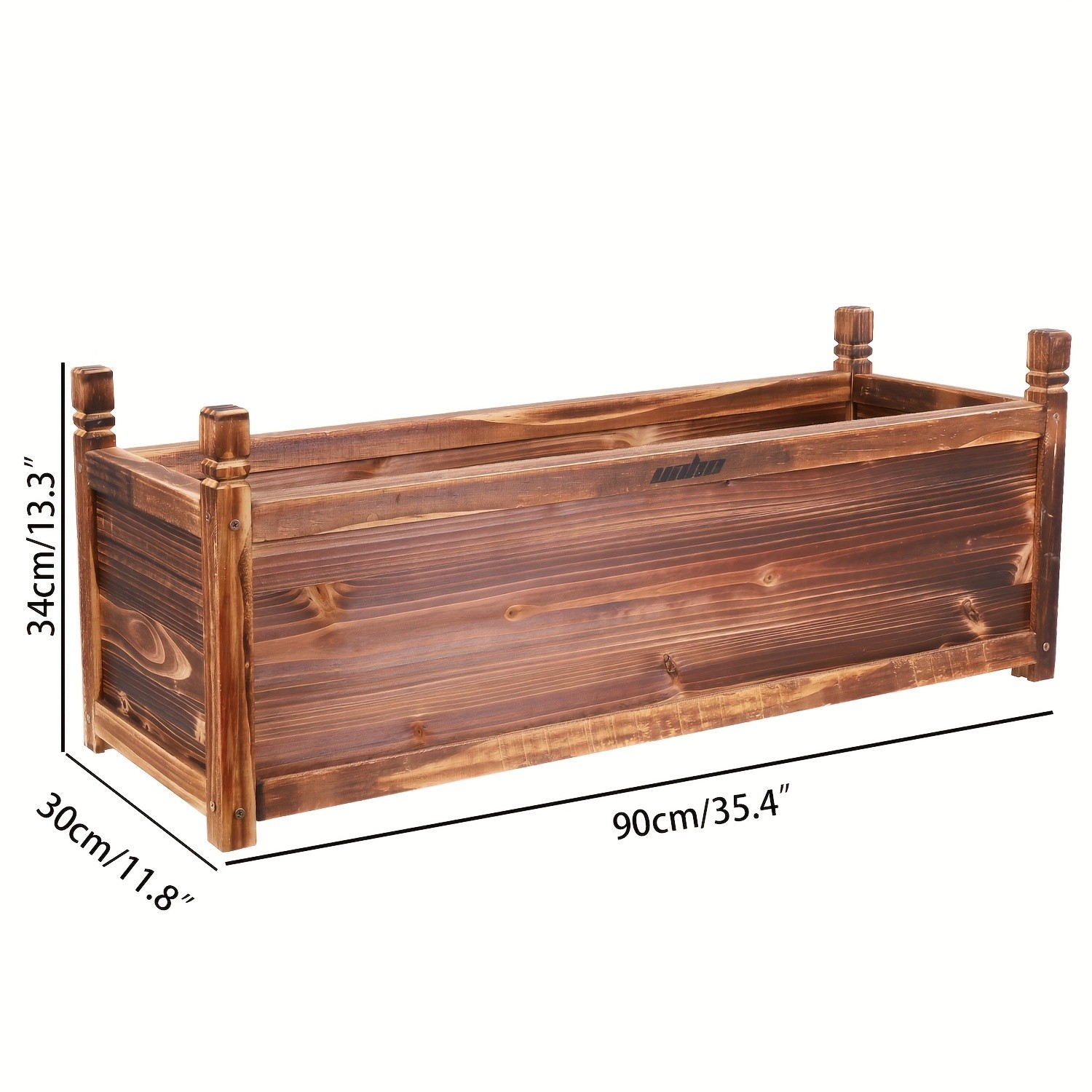 wisfor Sturdy Pine Wood Planter Box for Garden Rustic Striped Design for Your Plants